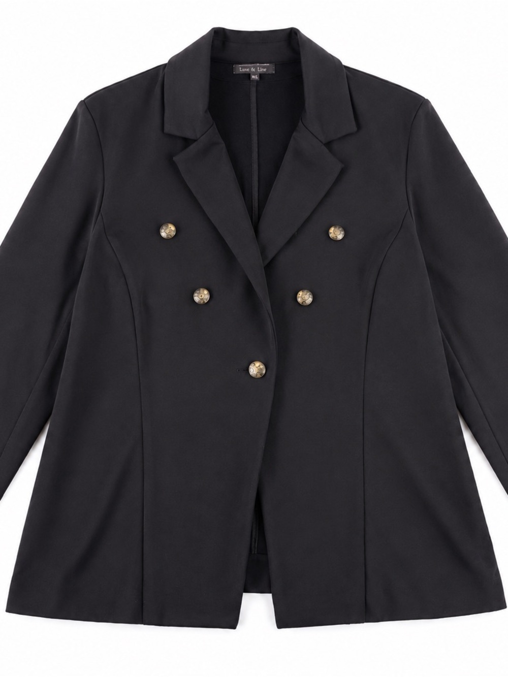 89th & Madison Black Double-Breasted Blazer with Gold Buttons